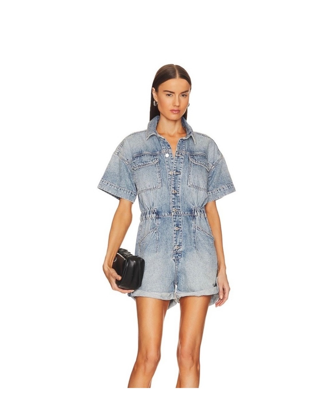 Free People Marci Denim Short Romper Size Medium